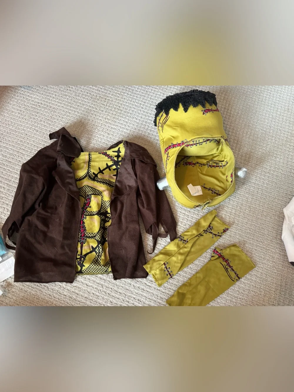 Kids medium Green Monster Costume with Brown Jacket